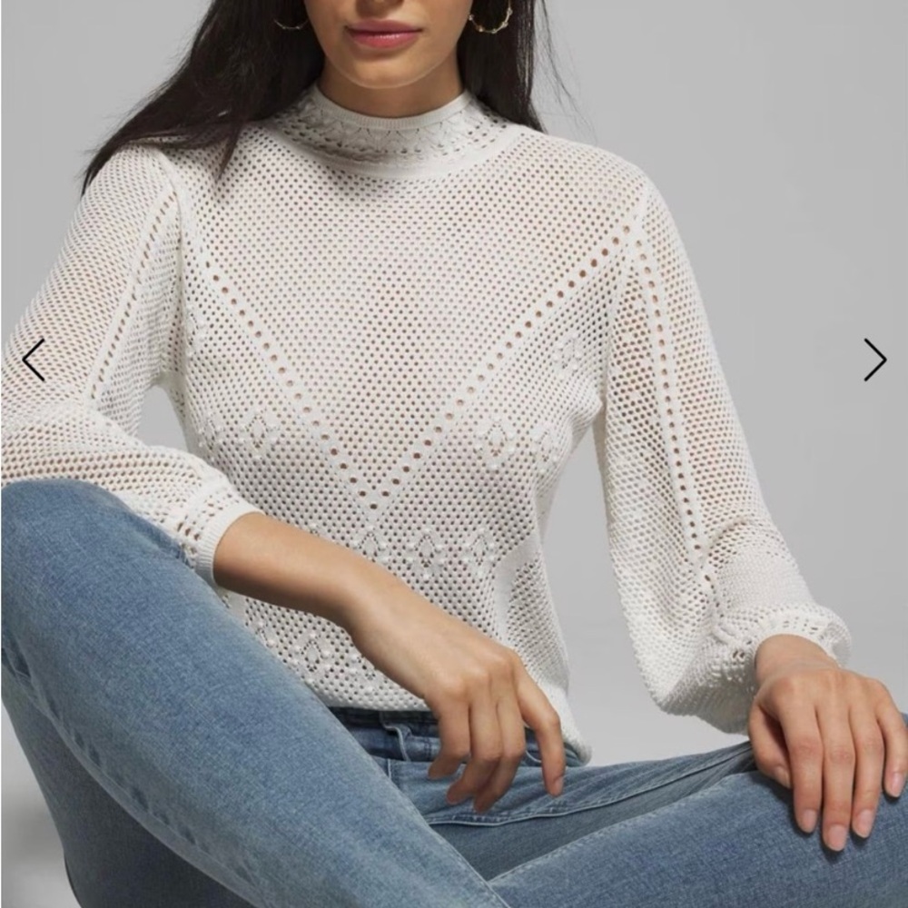 White House Black Market Pointelle Mock Turtleneck shirt, size XL. Worn once.